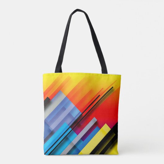 Kleurrijke Canvas tas met diagonale strepen (Achterkant)