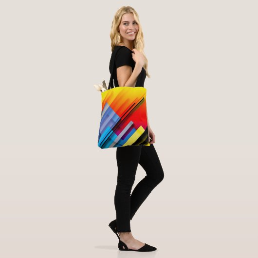 Kleurrijke Canvas tas met diagonale strepen (Op model)