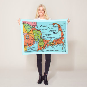 Kleurrijke Cape Cod-kaart 30x40 fleece deken