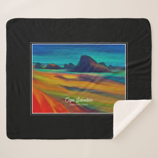 Kleurrijke Cape Sebastian Oregon Coast Art Sherpa Deken (Voorkant (horizontaal))