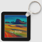 Kleurrijke Cape Sebastian Oregon Coast Art Sleutelhanger (Achterkant)