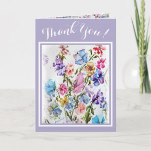 Kleurrijke Capricieuze Bloemen DANKT U Bedankkaart