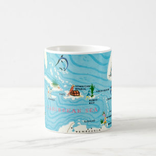 Kleurrijke Caribische kaart Koffiemok
