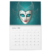 Kleurrijke carnavalsmaskers kalender (Jan 2026)