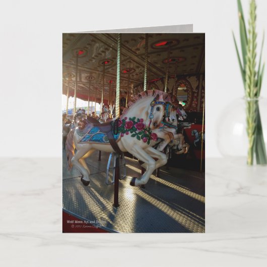 Kleurrijke Carrousel Paarden / Carnaval Ride Kaart (Voorkant)