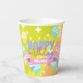 Kleurrijke Cartoon Ballonnen Sparkles Happy Birthd Papieren Bekers (Voorkant)