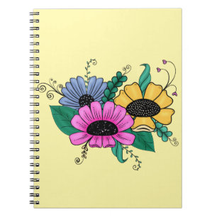 Kleurrijke Cartoon Bloemen Notitieboek