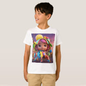 Kleurrijke Cartoon Boy T-shirt (Voorkant volledig)
