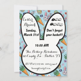 Kleurrijke Cartoon Bunny Wortel & Paasei Bloemen Kaart