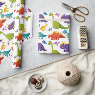 Kleurrijke cartoon dinosaurussen kinder naadloze p cadeaupapier