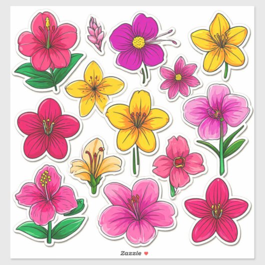 Kleurrijke Cartoon Flower Stickers (Vel)