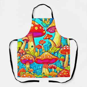 Kleurrijke Cartoon Fungi Fantasies Schort