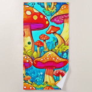 Kleurrijke Cartoon Fungi Fantasies Strandlaken