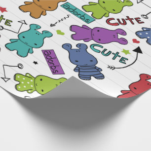 Kleurrijke Cartoon Hippo Pattern Cadeaupapier