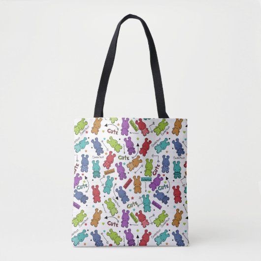 Kleurrijke Cartoon Hippo Pattern Tote Bag (Voorkant)