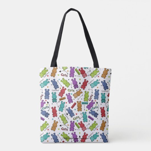 Kleurrijke Cartoon Hippo Pattern Tote Bag (Achterkant)