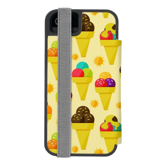 Kleurrijke Cartoon Ice Cream Cones Incipio iPhone Portemonnee Hoesje (Agenda Achterkant)
