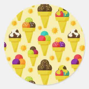 Kleurrijke Cartoon Ice Cream Cones Ronde Sticker