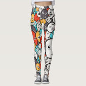 Kleurrijke cartoon monsters leggings (Voorkant)