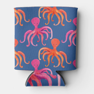 Kleurrijke Cartoon Octopus Waterverf Patroon Blikjeskoeler