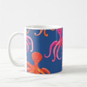 Kleurrijke Cartoon Octopus Waterverf Patroon Koffiemok
