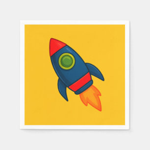 Kleurrijke Cartoon Rocket Ship Illustration Servet