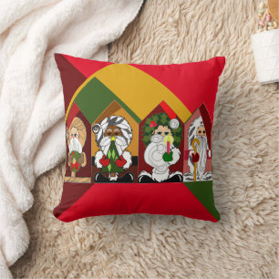 Kleurrijke Cartoon Santa Christmas Kussen