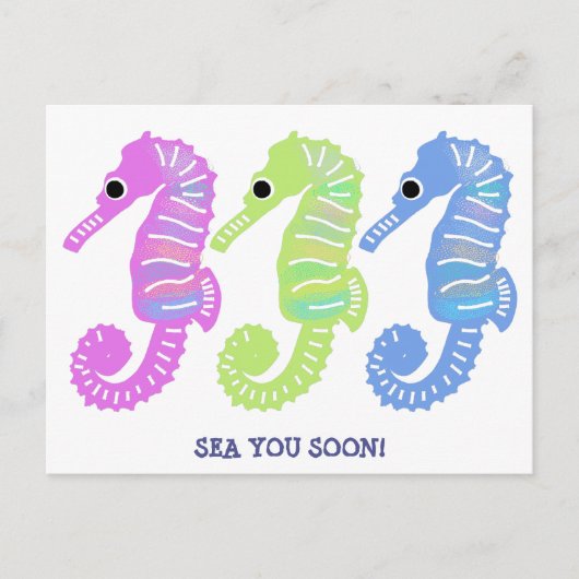 Kleurrijke Cartoon Seashorses Fish Custom Bericht Briefkaart (Voorkant)