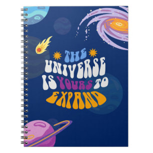 Kleurrijke Cartoon Universum Notitieboek Hoesje