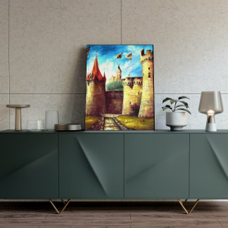 Kleurrijke Castle Courtyard met Poster van het dor