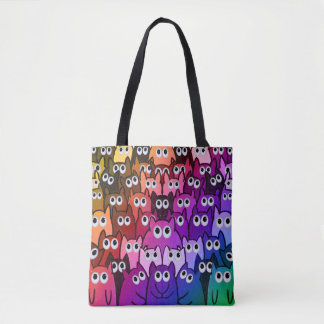 Kleurrijke Cat Crowd Rainbow Gradient Kat Pattern Draagtas