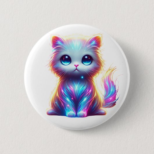 Kleurrijke Cat Delight Ronde Button 5,7 Cm (Voorkant)