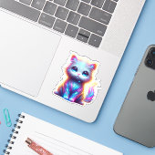 Kleurrijke Cat Delight Sticker (Laptop met iPhone)