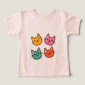 Kleurrijke Cat Faces Kinder T-shirt (Design voorkant)