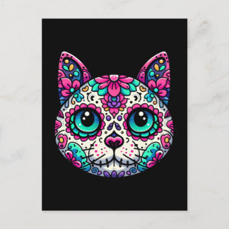 Kleurrijke Cat Sugar Skull Briefkaart