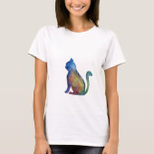 Kleurrijke Cat Vrouwen Basic T-shirt, Wit T-shirt (Voorkant)
