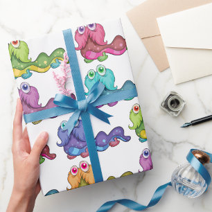 Kleurrijke Caterpillar personages leuk grillig Cadeaupapier