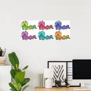 Kleurrijke Caterpillar personages leuk grillig Poster