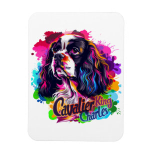 Kleurrijke Cavalier King Charles Spaniel Levendige Magneet