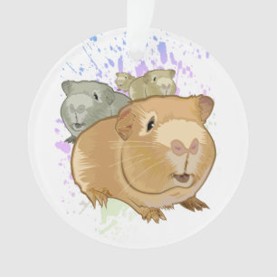 Kleurrijke Cavia Trio Regenboog Verfspatten Ornament