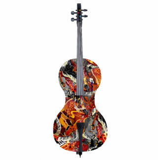 Kleurrijke Cello Musical Instrument Jazz Sculpture Staand Fotobeeldje
