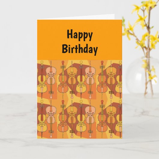 Kleurrijke Cello Pattern Birthday Kaart (Gele Bloem)