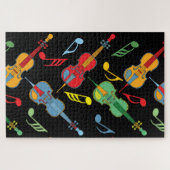 Kleurrijke Cellos en Muzieknoten Patroon Legpuzzel (Horizontaal)