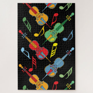 Kleurrijke Cellos en Muzieknoten Patroon Legpuzzel