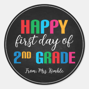 Kleurrijke Chalkboard 2e klas School Sticker