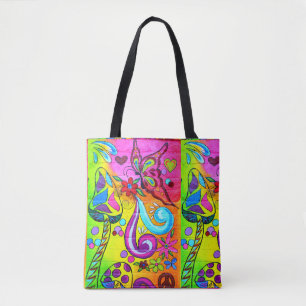 kleurrijke champignons tote bag