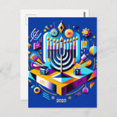 Kleurrijke Chanoeka 2023 Briefkaart (Voorkant / Achterkant)