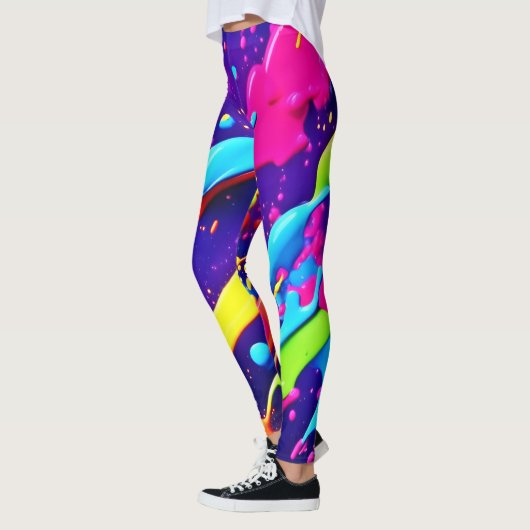Kleurrijke Chaos in Abstracte Splatter Leggings (Links)