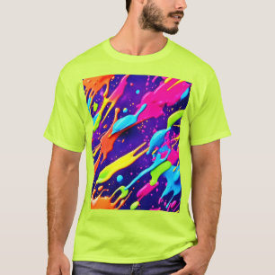 Kleurrijke Chaos in Abstracte Splatter T-shirt