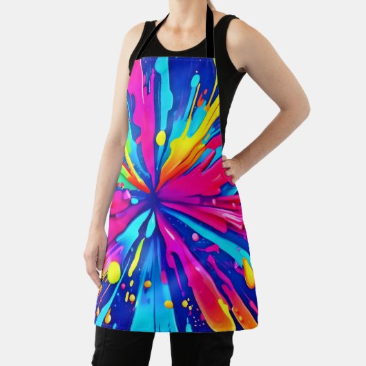 Kleurrijke Chaos: Paint Splatter Abstracte kunst Schort (Insitu)